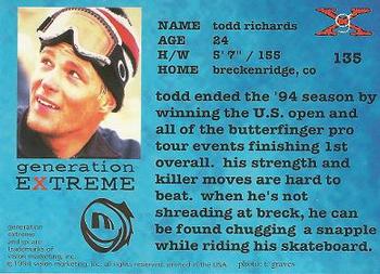 1994 Vision Generation Extreme #135 Todd Richards Back